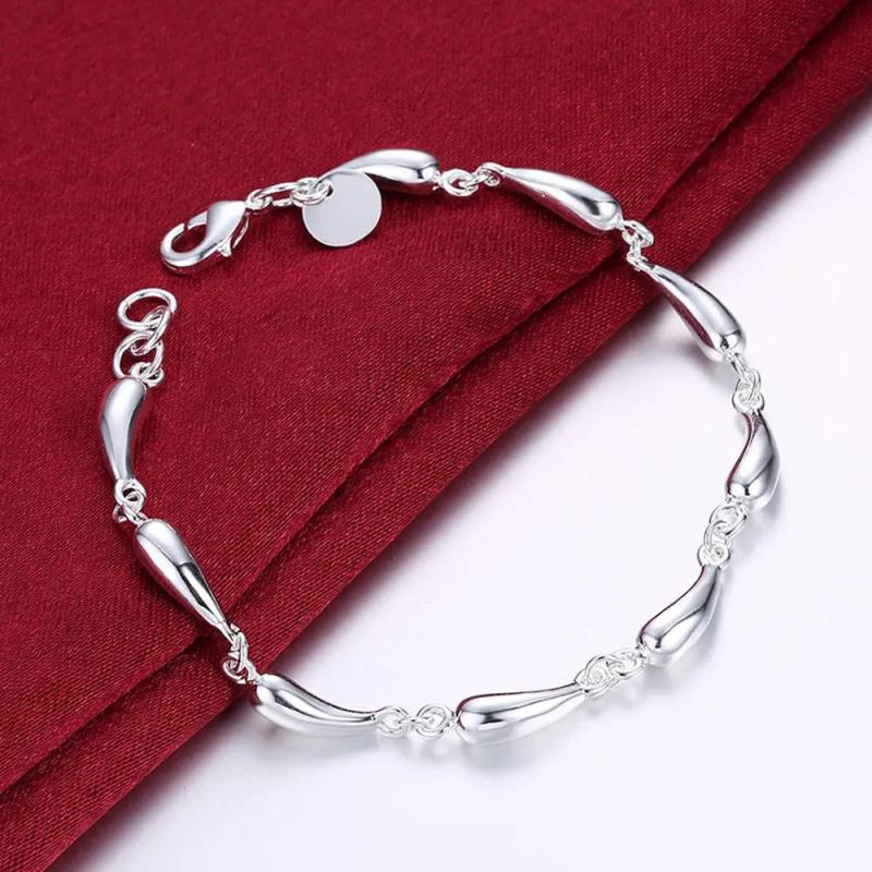 Sterling Silver Water Drop Charm Bracelet for Women