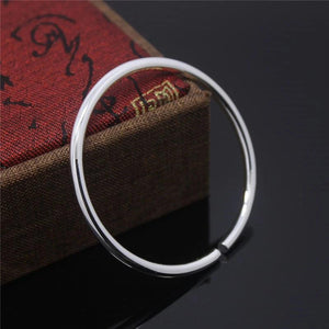 925 Silver Smooth Cuff Bracelets Bangle Gift