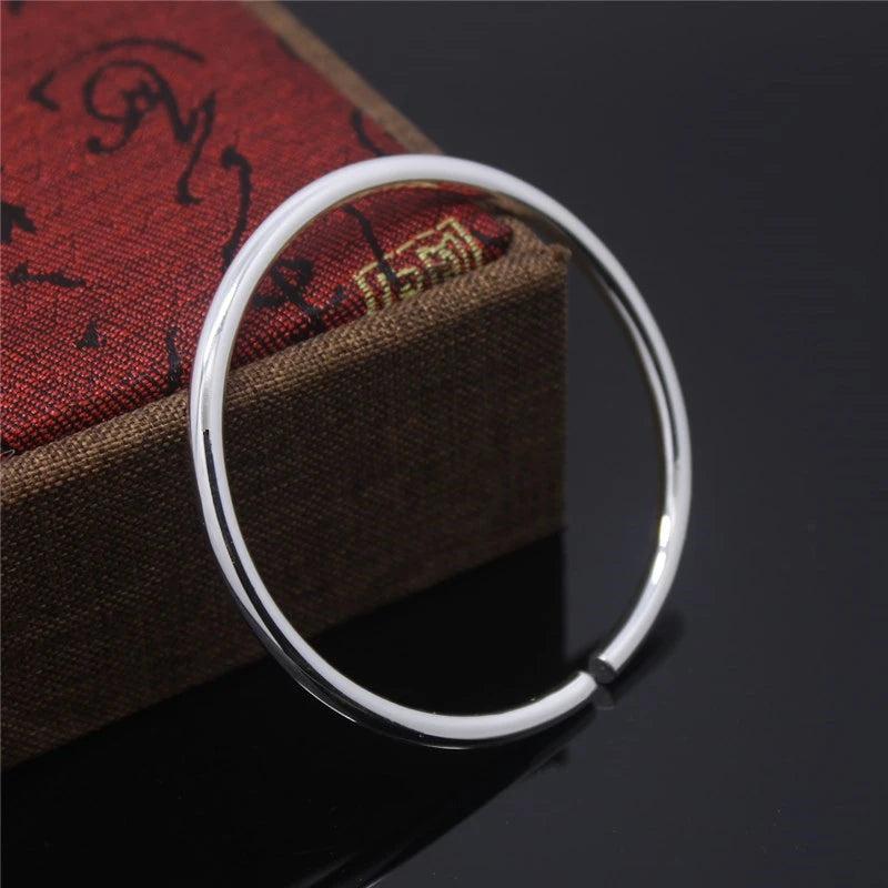 925 Silver Smooth Cuff Bracelets Bangle Gift