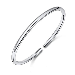 925 Silver Smooth Cuff Bracelets Bangle Gift
