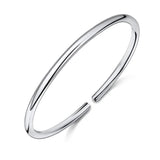 925 Silver Smooth Cuff Bracelets Bangle Gift