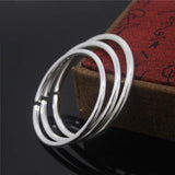 925 Silver Smooth Cuff Bracelets Bangle Gift