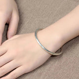 925 Silver Smooth Cuff Bracelets Bangle Gift