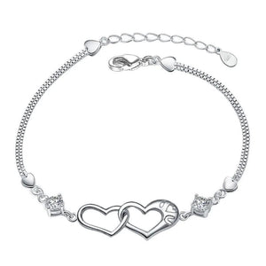 925 Silver Heart Bracelet with Zircon Amethyst for Women