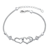 925 Silver Heart Bracelet with Zircon Amethyst for Women