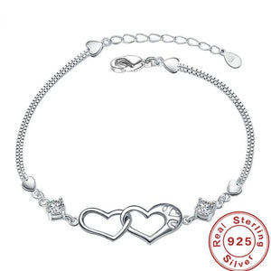 925 Silver Heart Bracelet with Zircon Amethyst for Women