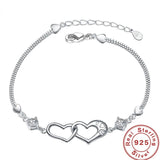 925 Silver Heart Bracelet with Zircon Amethyst for Women