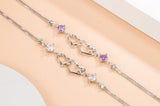 925 Silver Heart Bracelet with Zircon Amethyst for Women