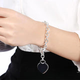 925 Silver Heart Pendant Bracelet O-Chain Classic Jewelry Gift