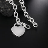 925 Silver Heart Pendant Bracelet O-Chain Classic Jewelry Gift