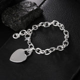 925 Silver Heart Pendant Bracelet O-Chain Classic Jewelry Gift