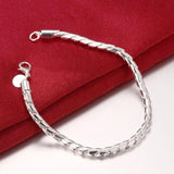 925 Sterling Silver 4mm Twist Chain Bracelet For Women Men Jewelry