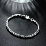 925 Sterling Silver 4mm Twist Chain Bracelet For Women Men Jewelry