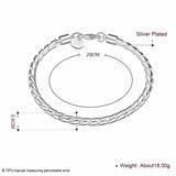 925 Sterling Silver 4mm Twist Chain Bracelet For Women Men Jewelry