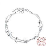 925 Silver Bracelet Pentagram Square Sugar Ball Bead Bracelet
