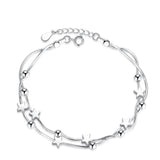925 Silver Bracelet Pentagram Square Sugar Ball Bead Bracelet