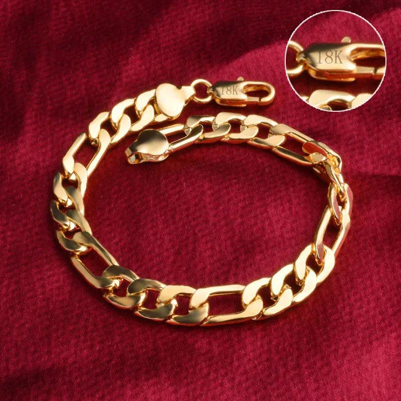 925 Silver 18k 8mm Side Chain Bracelet Wedding Jewelry