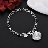 925 Silver Shell Frame Bracelet Women Wedding Jewelry