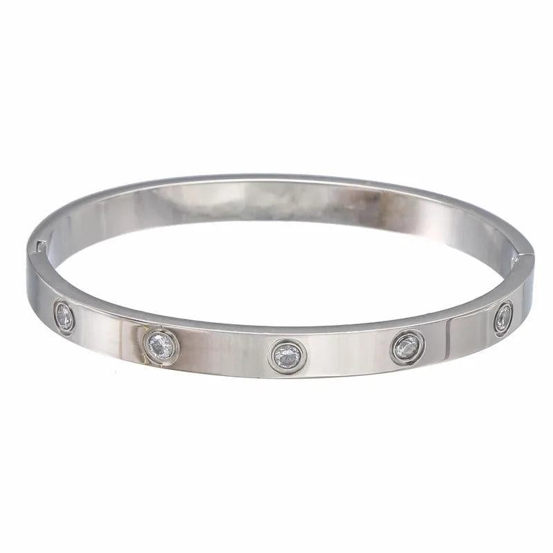 European & American Full Diamond Titanium Steel Bracelet