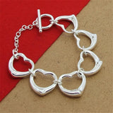 925 Silver Heart Chain Bracelet for Woman Party Charm Gift