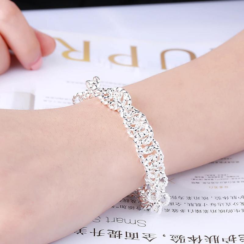 Sterling Silver Twisted Circle Chain Bracelet