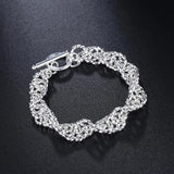Sterling Silver Twisted Circle Chain Bracelet