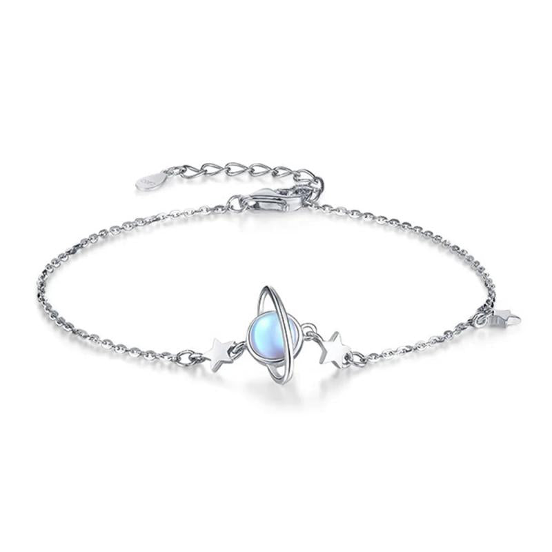 925 Silver Moonstone Planet Bracelet, Wedding Glamour Jewelry