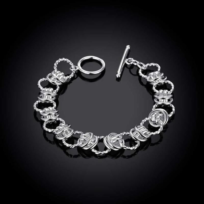 925 Sterling Silver Creativity Circle Bracelet for Wedding Party Christmas