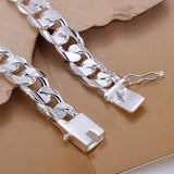 925 Silver Bracelets 10MM Chain Men Women Wedding