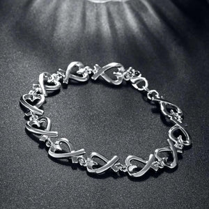 925 Sterling Silver Heart Bracelet For Women Wedding