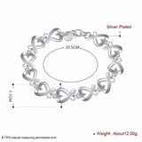 925 Sterling Silver Heart Bracelet For Women Wedding