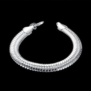 925 Silver 10MM Flat Snake Bone Chain Bracelet Men Women Party Jewelry