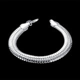 925 Silver 10MM Flat Snake Bone Chain Bracelet Men Women Party Jewelry