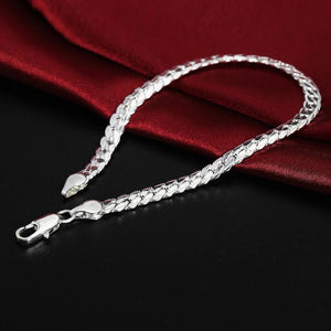925 Silver Side Chain Bracelet Wedding Party Charm Jewelry