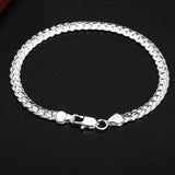925 Silver Side Chain Bracelet Wedding Party Charm Jewelry
