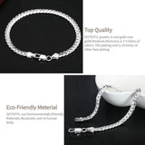 925 Silver Side Chain Bracelet Wedding Party Charm Jewelry
