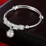 925 Sterling Silver Bells Ball Bangles for Women