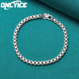 4mm Box Bracelet 925 Sterling Silver Cuff Chain for Wedding Party