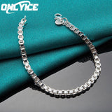 4mm Box Bracelet 925 Sterling Silver Cuff Chain for Wedding Party
