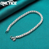 4mm Box Bracelet 925 Sterling Silver Cuff Chain for Wedding Party