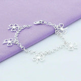 925 Sterling Silver Four Leaf Clover Bracelet 8 Inches