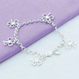 925 Sterling Silver Four Leaf Clover Bracelet 8 Inches
