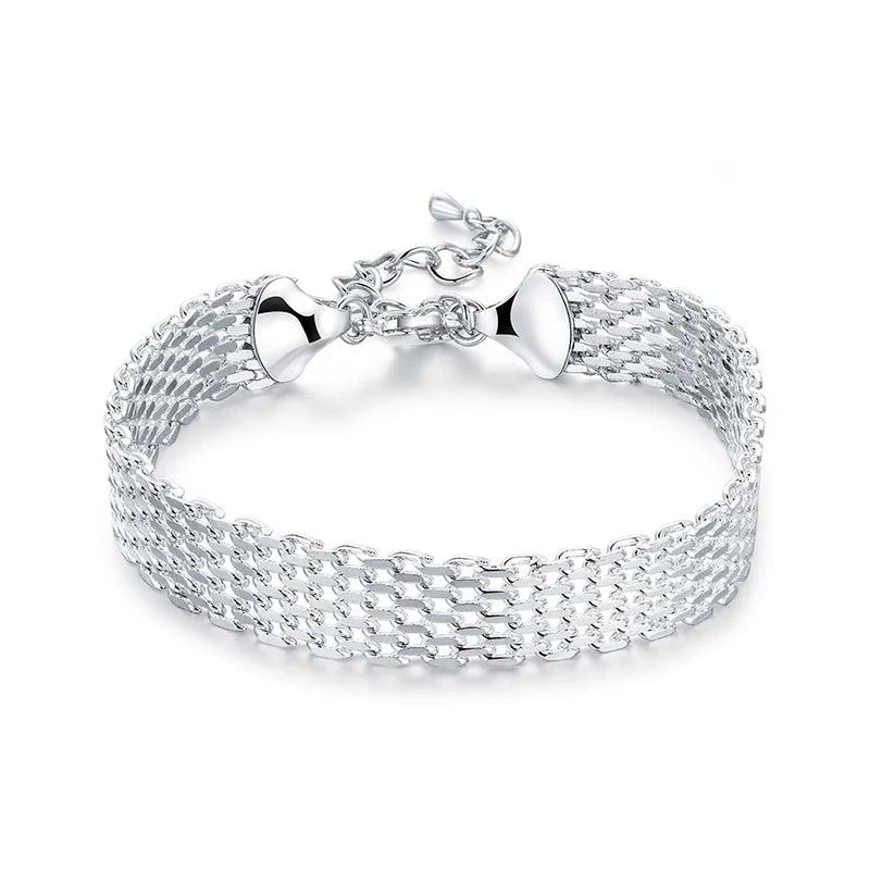 925 Silver Weaving Chain Bracelet for Women