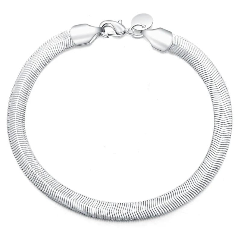 925 Sterling Silver Snake Bone Bracelet Charm Unisex Chain Bracelet