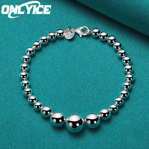 925 Silver Bracelets Women 6-12mm Ball Chain Wedding Jewelry