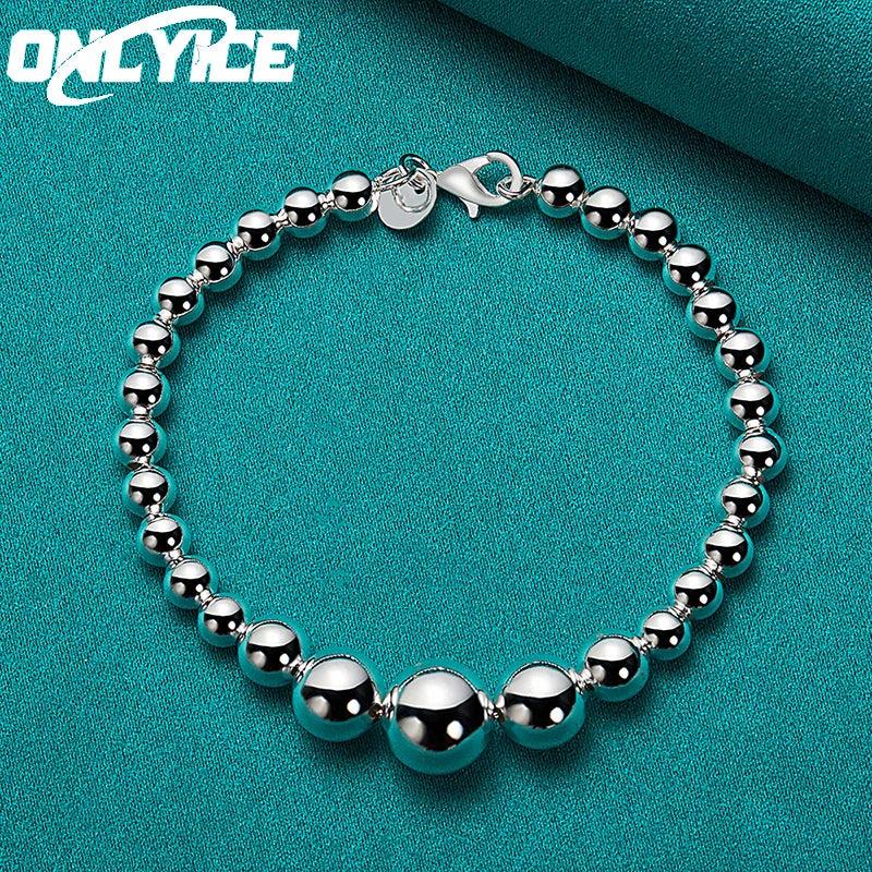 925 Silver Bracelets Women 6-12mm Ball Chain Wedding Jewelry