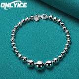 925 Silver Bracelets Women 6-12mm Ball Chain Wedding Jewelry
