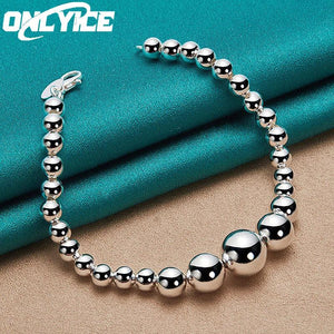 925 Silver Bracelets Women 6-12mm Ball Chain Wedding Jewelry