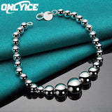 925 Silver Bracelets Women 6-12mm Ball Chain Wedding Jewelry