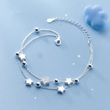 925 Silver Double Layer Zircon Charm Bracelet for Women